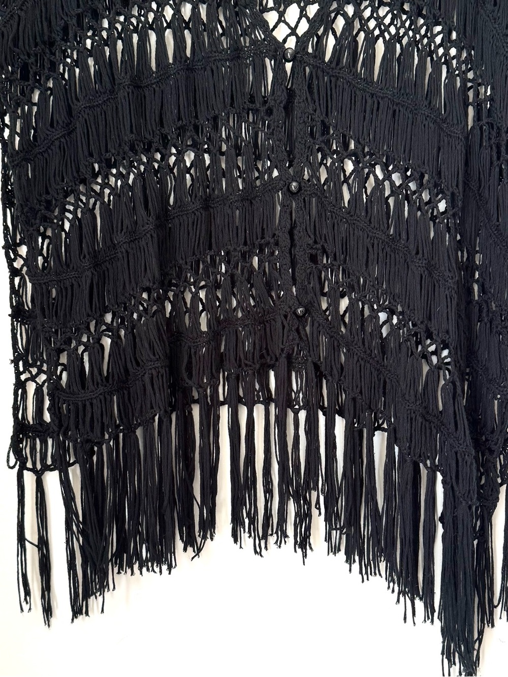 Verty Black Crochet and fringe poncho top - Picture 6 of 7